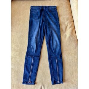 J Brand Alana High Rise Crop Skinny Faded Black Jeans with Zippers